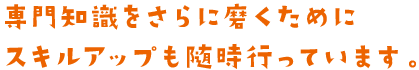 専門知識をさらに磨くためにスキルアップも随時行っています。