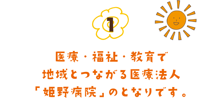 医療・福祉・教育で地域とつながる医療法人「姫野病院」のとなりです。